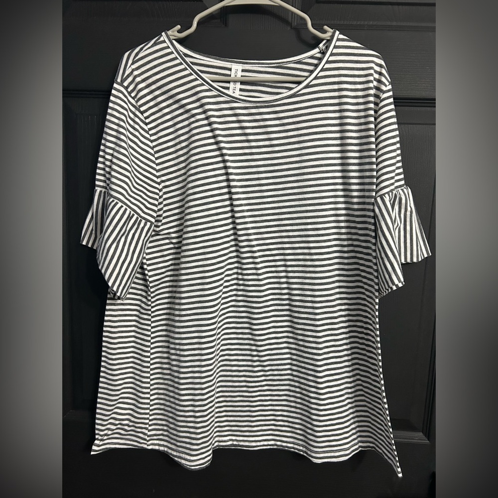 Striped Ruffle Sleeve Top